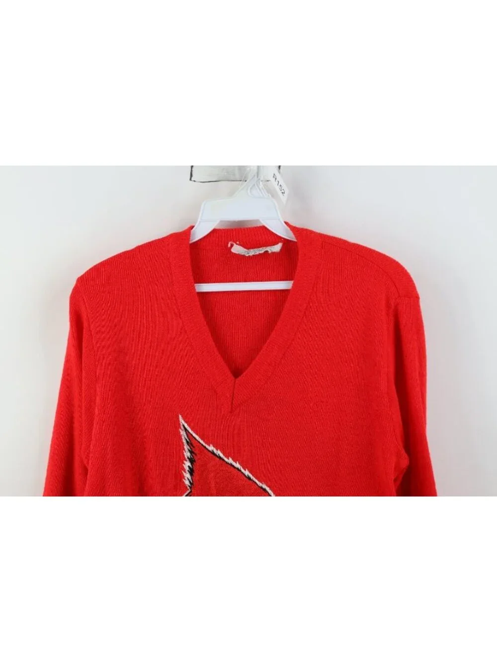 Vintage 70s Womens Size Small University of Louisville Knit V-Neck Sweater Red